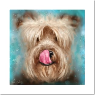 Painting of an Adorable Yorkshire Terrier with its Tongue out Posters and Art